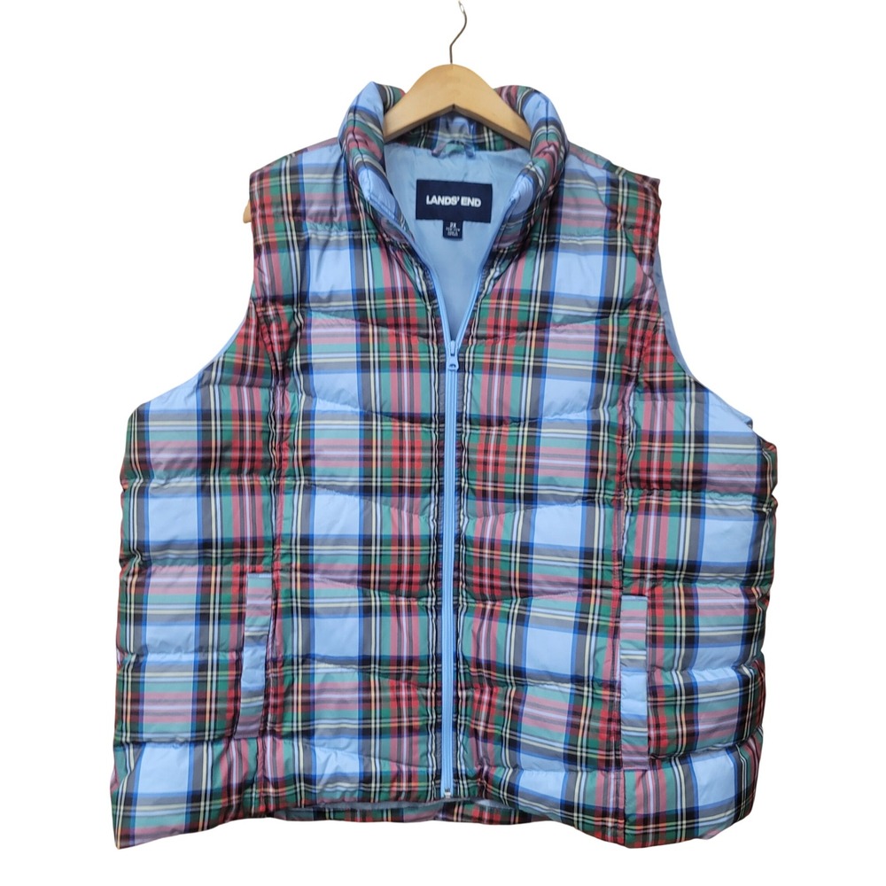 Preppy Plus Size Gorpcore Lands End Womens 2X Puffer Vest Quilted Outdoorsy